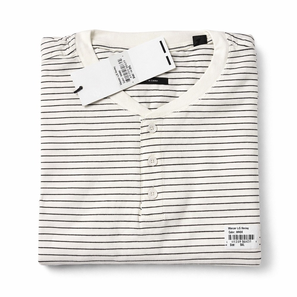 Good Counsel Wanzer Mens Henley Shirt Long Sleeve Striped White Black 8XL New